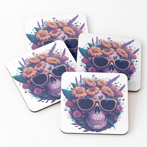 Item preview, Skull, Human Skull with flowers, Colorful skull designed and sold by royalcraft.