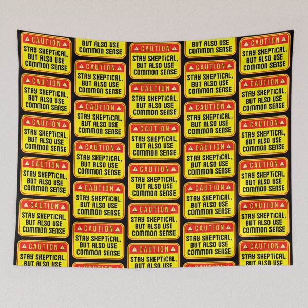 Aperçu de l'œuvre CAUTION: Stay Skeptical, But Also Use Common Sense - funny warning signs créée et vendue par DesignsFromTW-S.