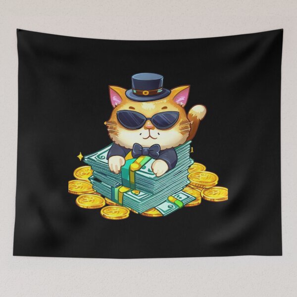 Item preview, Millionaire Cat On A Pile Of Bills designed and sold by OliversCat.