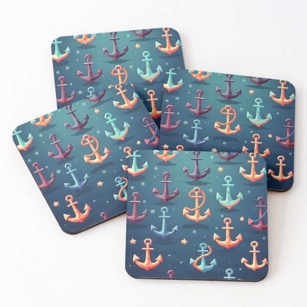 Item preview, Nautical Charm Colorful Anchors Pattern Print designed and sold by imaginariumlab.
