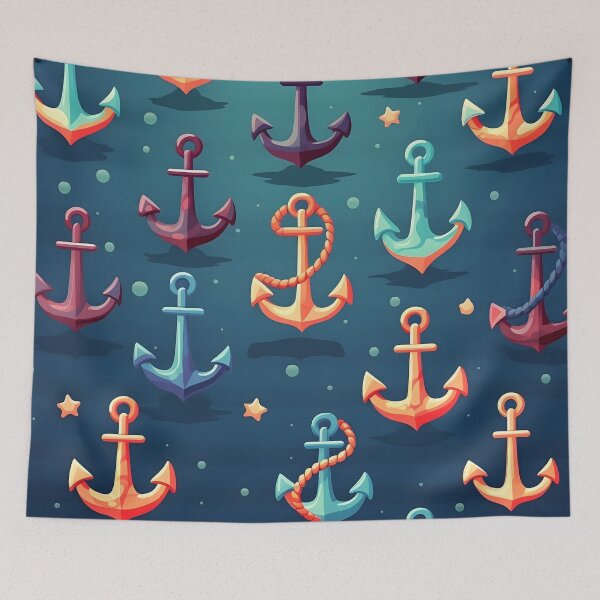 Item preview, Nautical Charm Colorful Anchors Pattern Print designed and sold by imaginariumlab.