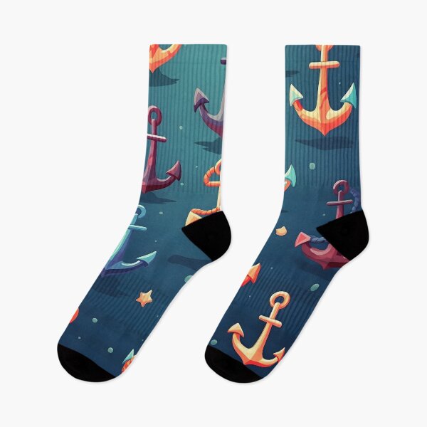 Item preview, Nautical Charm Colorful Anchors Pattern Print designed and sold by imaginariumlab.