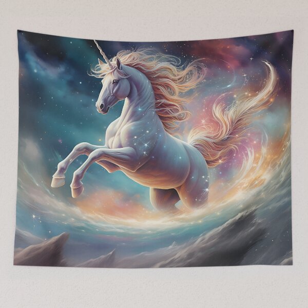 Item preview, Mystical Soar - A Hyper-Detailed Unicorn in Night Sky's Clouds designed and sold by vadimcarazan.