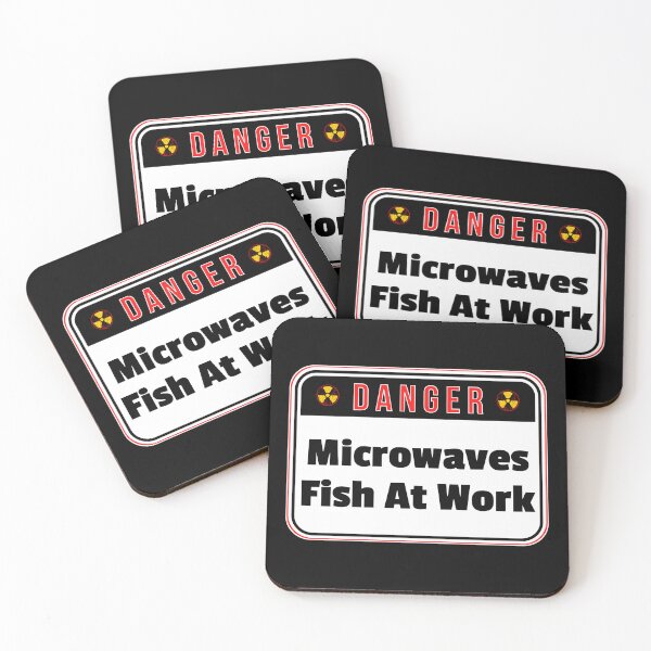 Item preview, DANGER:  Microwaves Fish At Work - funny warning work signs designed and sold by DesignsFromTW-S.
