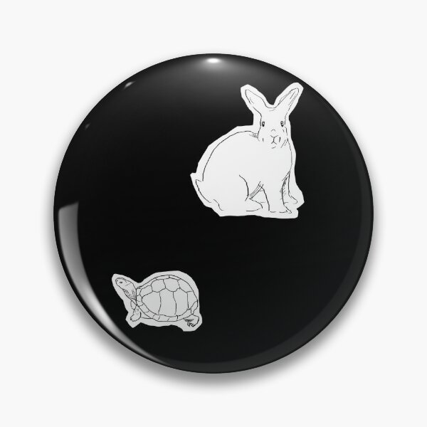 Item preview, Rabbit and Turtle Black and White Line Art Illustration-Black Background  designed and sold by DotLinePlane.