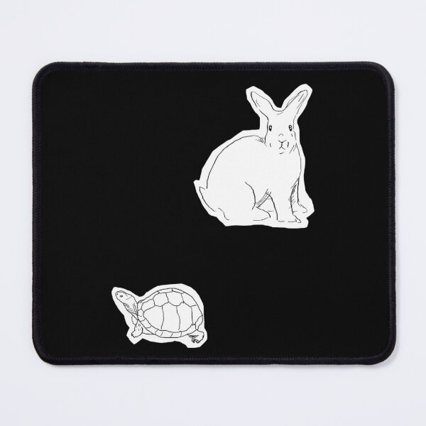 Item preview, Rabbit and Turtle Black and White Line Art Illustration-Black Background designed and sold by DotLinePlane.