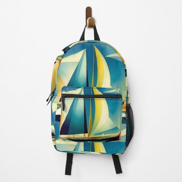 Item preview, Sailboats nautical, maritime landscape coastal with multi-colored sails painting by Lyonel Feininger Art Print designed and sold by Jéanpaul Ferro.