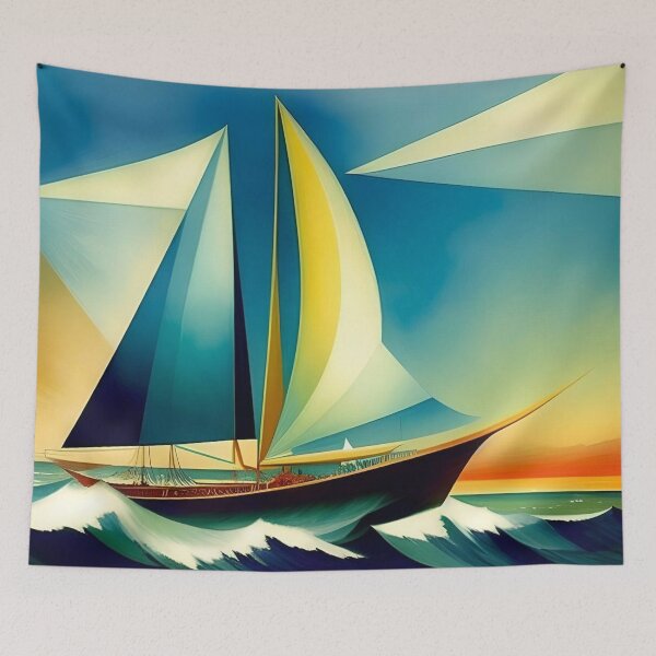 Item preview, Sailboats nautical, maritime landscape coastal with multi-colored sails painting by Lyonel Feininger Art Print designed and sold by Jéanpaul  Ferro.