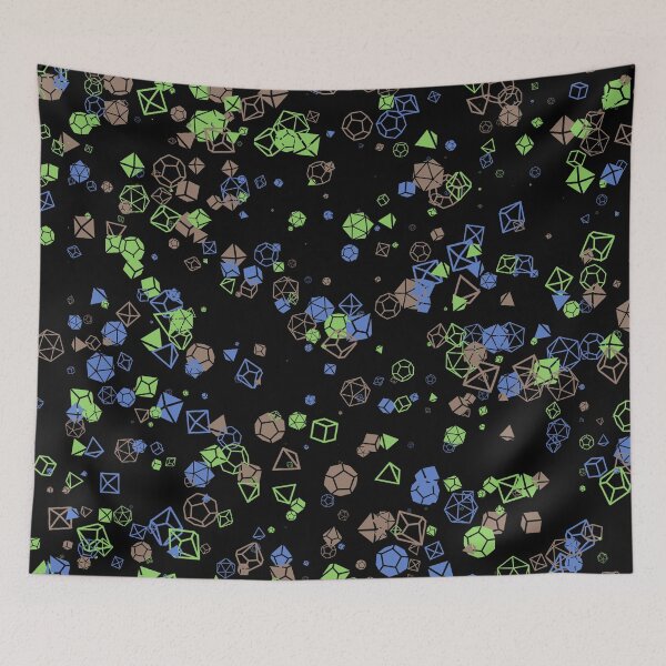 Item preview, Dice Hoard - Black background with green, brown and blue dice designed and sold by AvengingSassy.