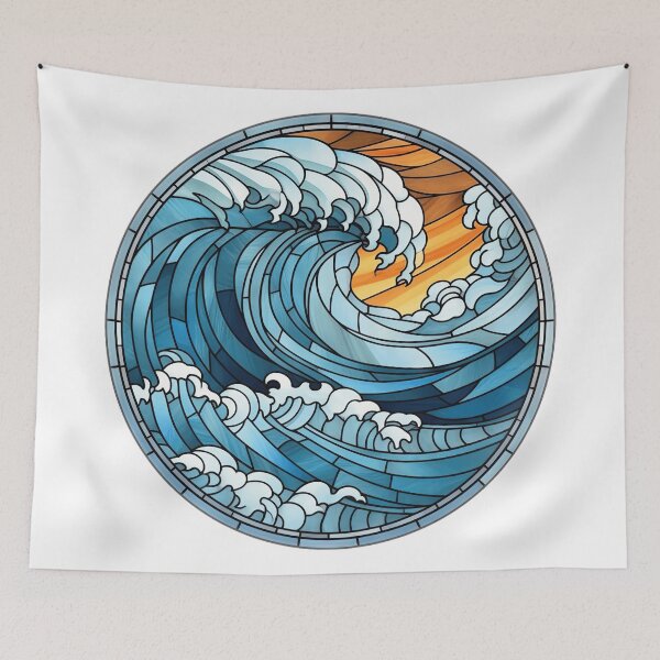 Item preview, Stained Glass Ocean Waves designed and sold by MonkeyBizness.