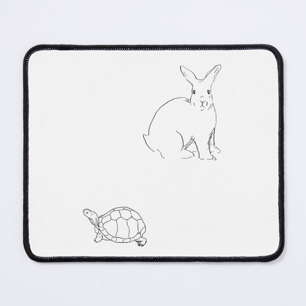 Item preview, Rabbit and Turtle Black and White Line Art Illustration-White Background  designed and sold by DotLinePlane.