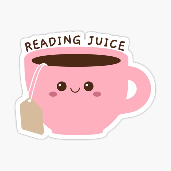 Item preview, reading juice - pink cute tea cup  designed and sold by catdiasart.