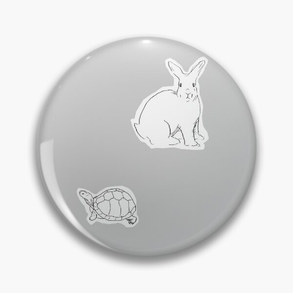 Item preview, Rabbit and Turtle Black and White Line Art Illustration-Gray Background  designed and sold by DotLinePlane.