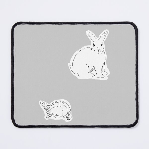 Item preview, Rabbit and Turtle Black and White Line Art Illustration-Gray Background  designed and sold by DotLinePlane.