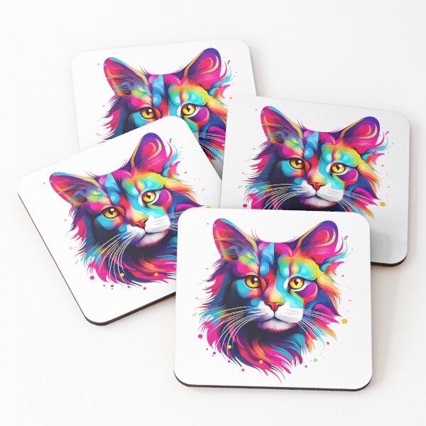 Item preview, Colorful Whiskers - A Captivating Cat Face with Vibrant Hair designed and sold by vadimcarazan.