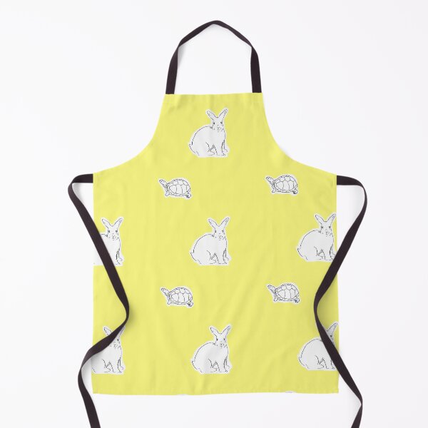 Item preview, Rabbit and Turtle Black and White Line Art Illustration-Yellow Lemon Background  designed and sold by DotLinePlane.