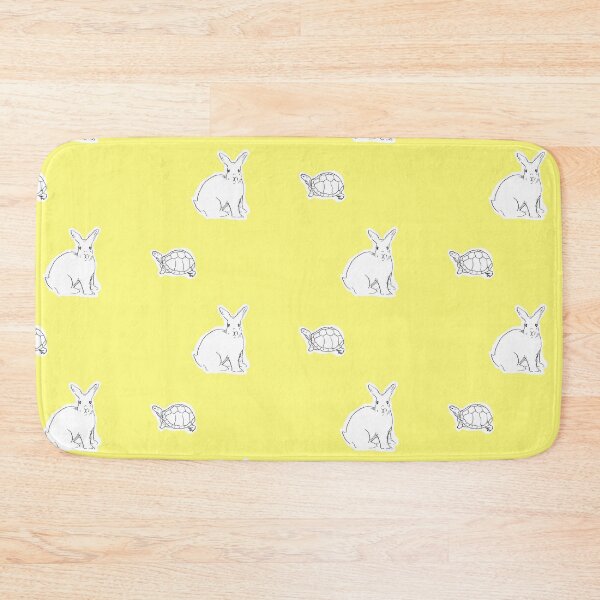 Item preview, Rabbit and Turtle Black and White Line Art Illustration-Yellow Lemon Background  designed and sold by DotLinePlane.