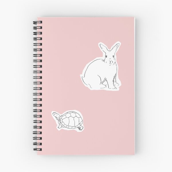 Item preview, Rabbit and Turtle Black and White Line Art Illustration-Pink Background  designed and sold by DotLinePlane.
