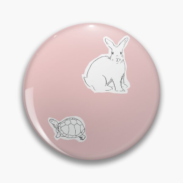 Item preview, Rabbit and Turtle Black and White Line Art Illustration-Pink Background  designed and sold by DotLinePlane.