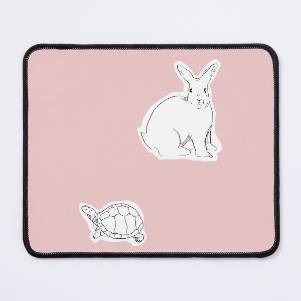 Item preview, Rabbit and Turtle Black and White Line Art Illustration-Pink Background  designed and sold by DotLinePlane.