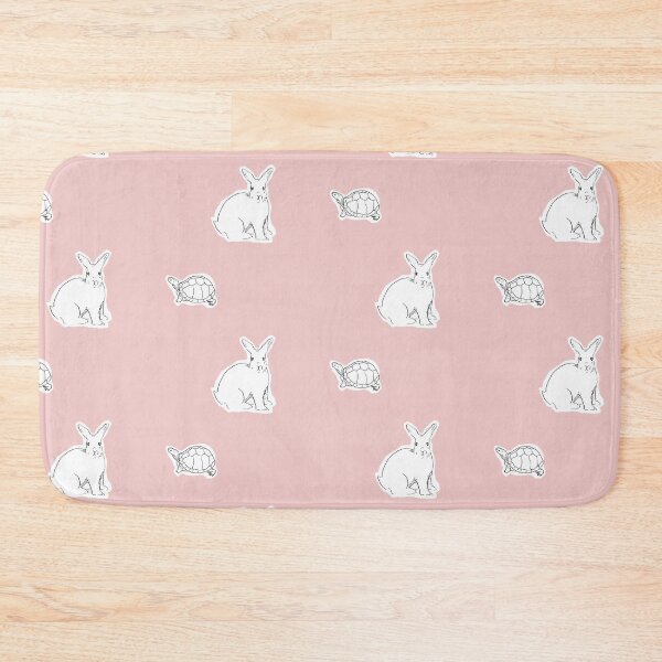 Item preview, Rabbit and Turtle Black and White Line Art Illustration-Pink Background  designed and sold by DotLinePlane.