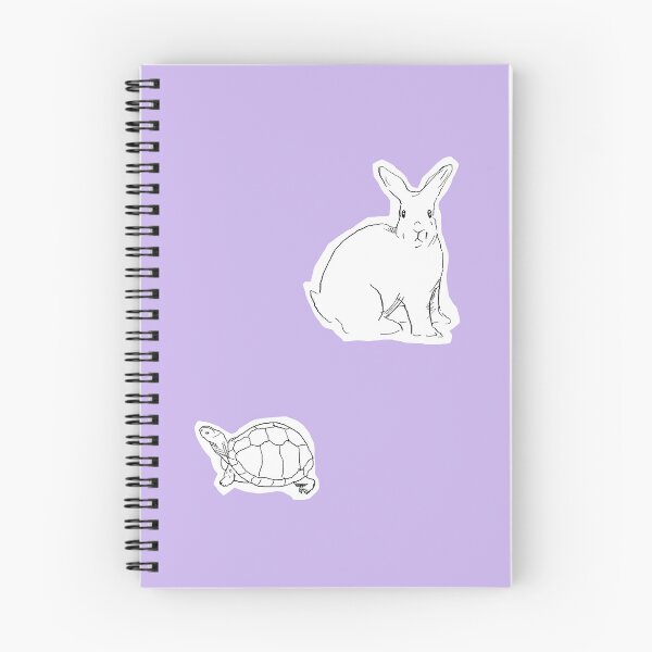 Item preview, Rabbit and Turtle Black and White Line Art Illustration-Violet Background  designed and sold by DotLinePlane.