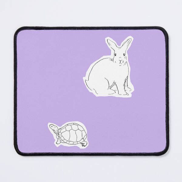 Item preview, Rabbit and Turtle Black and White Line Art Illustration-Violet Background designed and sold by DotLinePlane.
