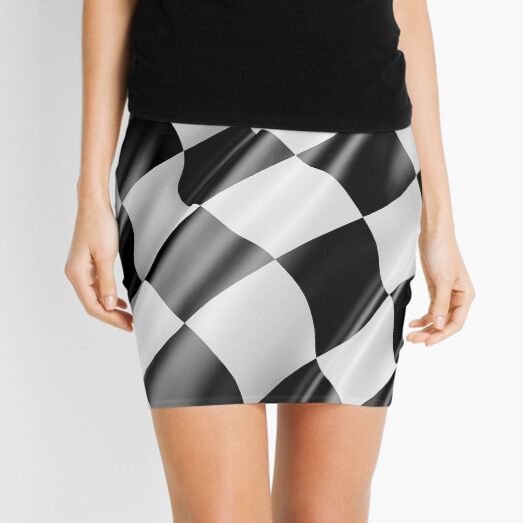 Checkered Flag. Cloth, WIN, WINNER, Chequered Flag, Motor Sport, Racing Cars, Race, Finish line. Mini Skirt