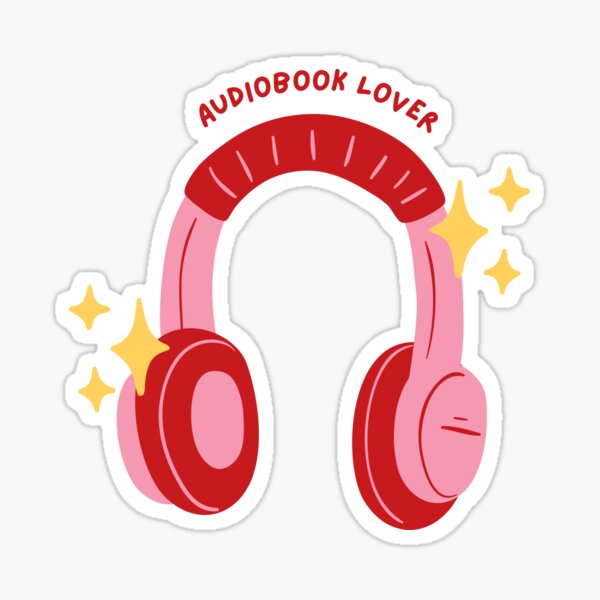 Item preview, audiobook lover - pink and red headphones audiobook  designed and sold by catdiasart.