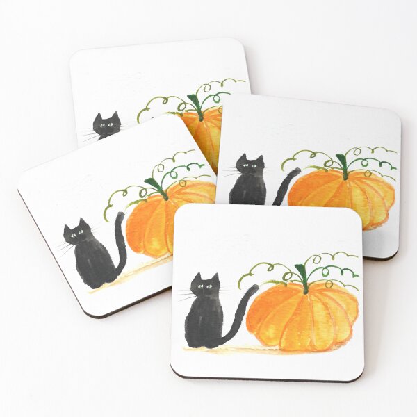 Item preview, Halloween Pumpkin Black Cat Watercolor designed and sold by Monika Howarth.
