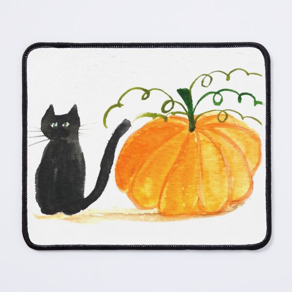 Item preview, Halloween Pumpkin Black Cat Watercolor designed and sold by Artbymonika.