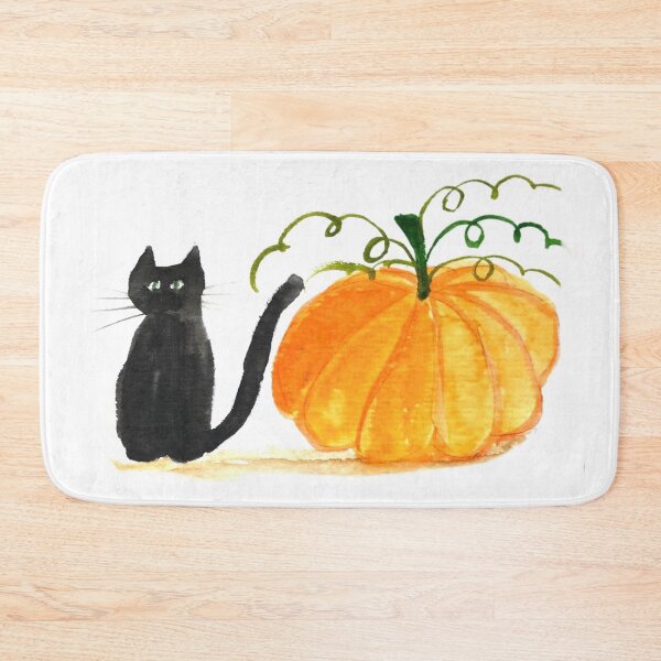 Item preview, Halloween Pumpkin Black Cat Watercolor designed and sold by Monika Howarth.