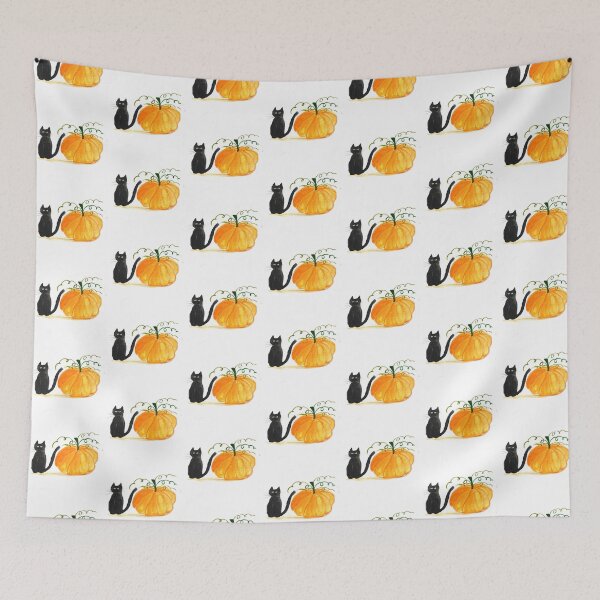 Item preview, Halloween Pumpkin Black Cat Watercolor designed and sold by Monika Howarth.