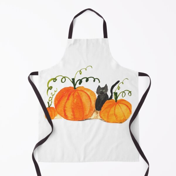 Item preview, Halloween Orange Pumpkin Cute Black Cat Watercolor designed and sold by Monika Howarth.