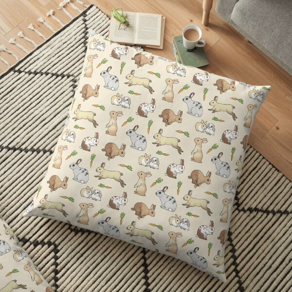 Rabbits - Cute Bunnies and Carrots Floor Pillow
