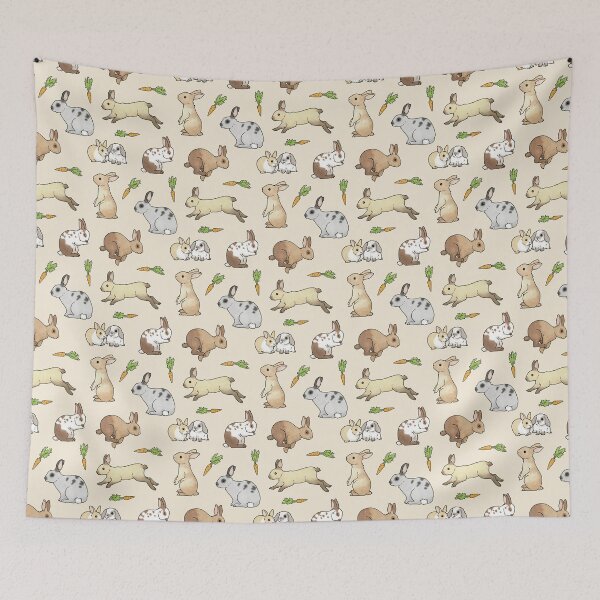 Item preview, Rabbits - Cute Bunnies and Carrots on cream background designed and sold by HazelFisher.