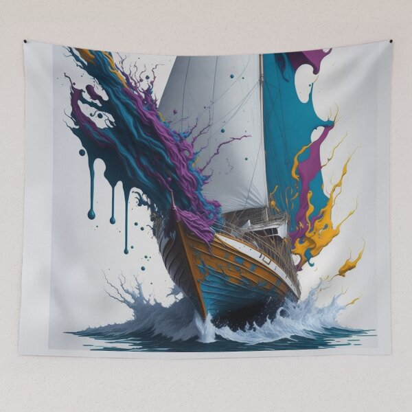 Item preview, Sailboat Splash Art Painting Design Print designed and sold by randomtdesigns.