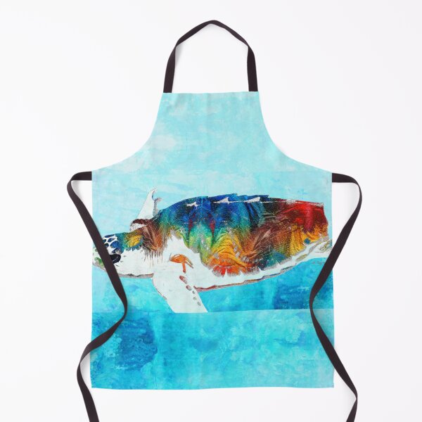 Item preview, Colorful Sea Turtle Animal Art On Blue designed and sold by Sharon Cummings Art.