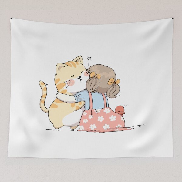 Item preview, Little girl hugging cute cat designed and sold by quanlh.