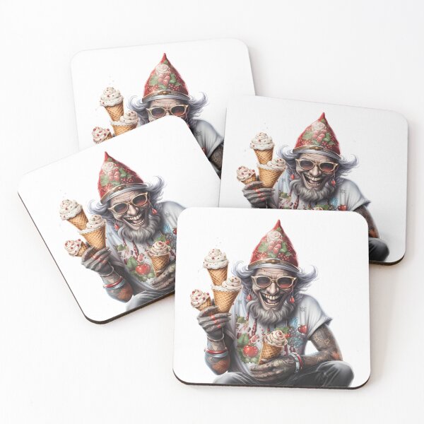 Item preview, Tattooed Inked Hipster Biker Santa Eating Ice Cream designed and sold by InkwaveDesigns.