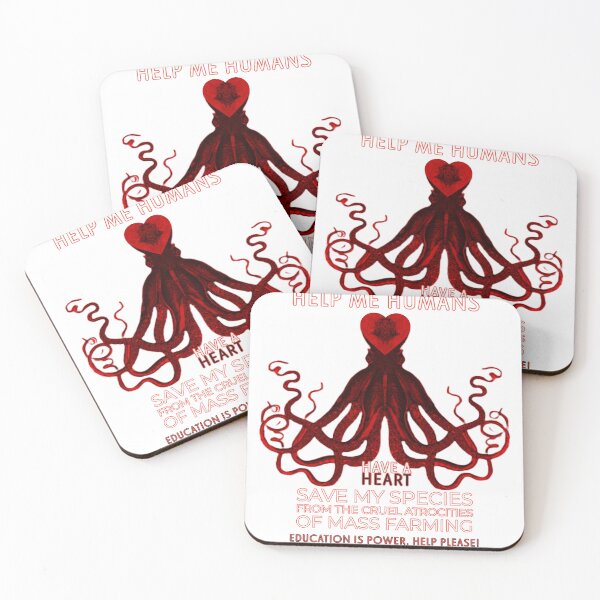 Item preview, Octopus Help Me Humans, Have a Heart Save the Octopus Species from the cruelties of Mass Farming Red designed and sold by TheBruce77.