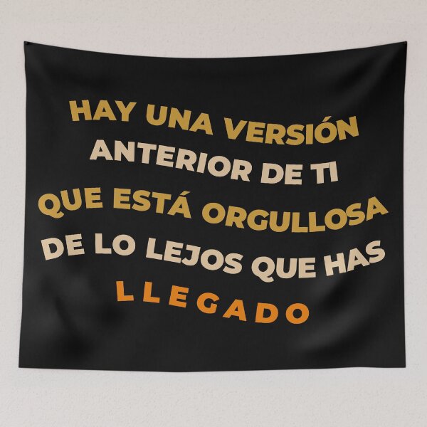 Item preview, There's a version of you that's proud of how far you've come. Dark version for motivational Spanish words for students of Spanish or lovers of Hispanic culture.  designed and sold by SpanishStore.