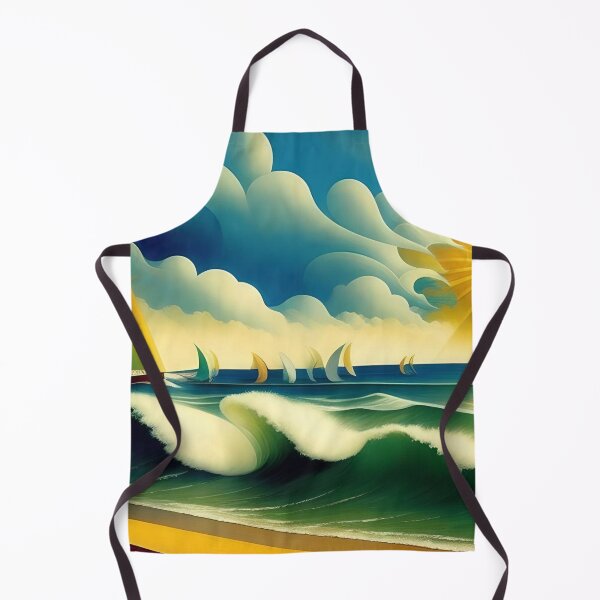 Item preview, Racing yachts, America's Cup races, nautical maritime sailboat art deco cubism landscape painting designed and sold by Jéanpaul Ferro.