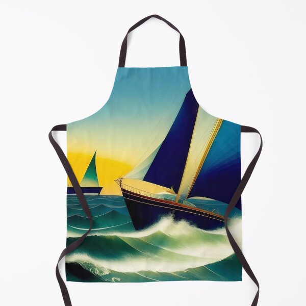 Item preview, Block Island Blue, Racing yachts, America's Cup races, nautical maritime sailboat art deco cubism landscape painting designed and sold by Jéanpaul Ferro.