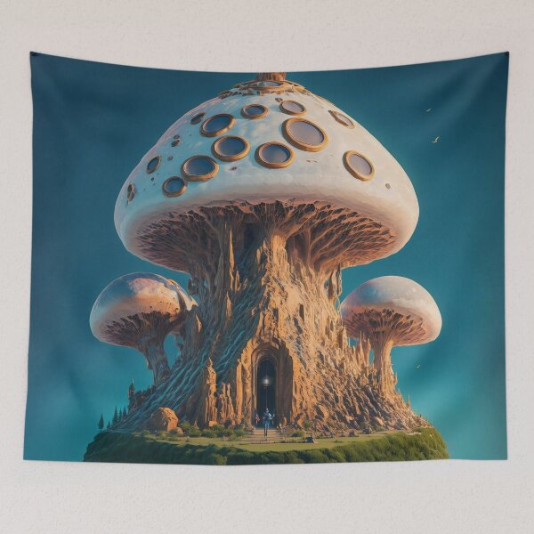 Item preview, Enchanting Mushroom Castle: A Whimsical Fungal Fantasy 8 designed and sold by TheTechnoCanvas.