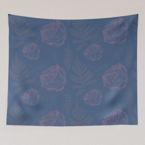 Item preview, vintage rose on dark blue backgroumd designed and sold by Flora Rose Design.