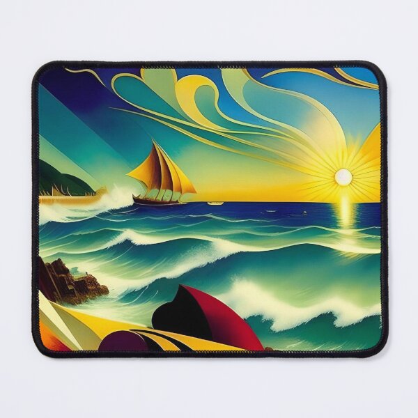 Item preview, Southampton, Racing yachts, nautical maritime sailboat art deco cubism landscape painting designed and sold by Jéanpaul Ferro.
