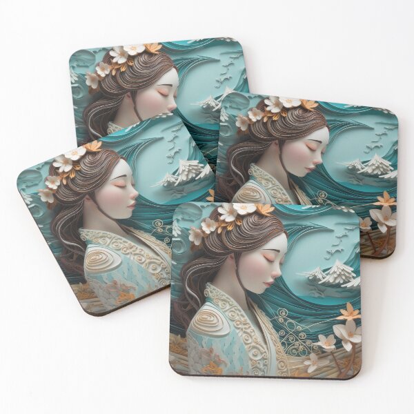 Artikelvorschau, Asiatischer Prinzessin Papier Quilling Kunstdruck entworfen und verkauft von Mythic Legends Digital.