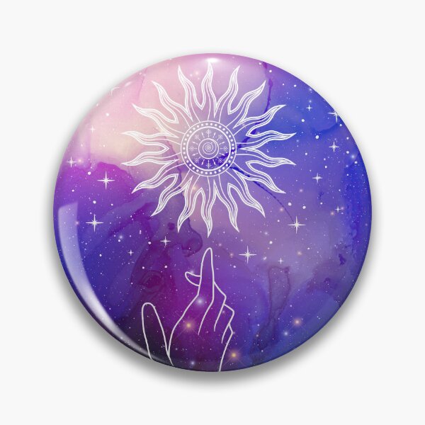 Item preview, Mystic Aesthetic Universe with Cosmic Sun and Hand in Pink and Purple designed and sold by Trish Dish.