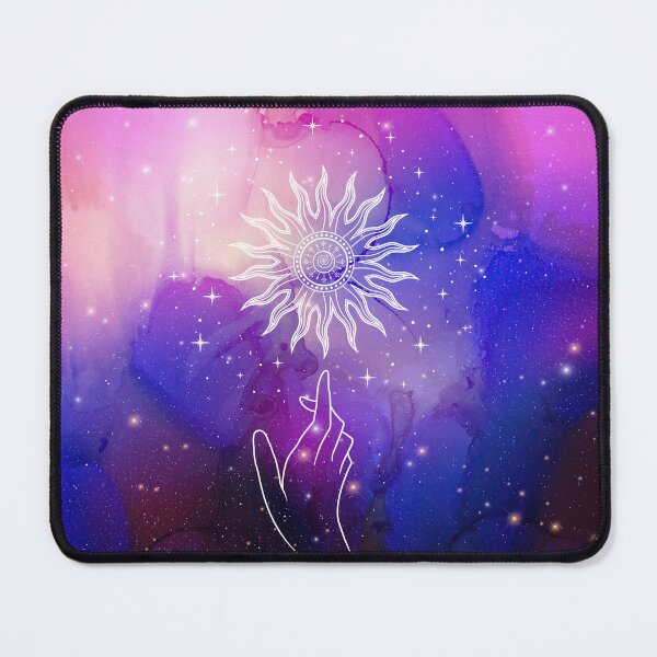 Item preview, Mystic Aesthetic Universe with Cosmic Sun and Hand in Pink and Purple designed and sold by Trish Dish.
